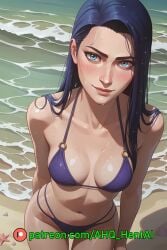 1girls ahq_hentai ai_generated arcane arcane_caitlyn bikini blue_bikini blue_hair blush breasts caitlyn_kiramman league_of_legends medium_breasts patreon perfect_body smile stable_diffusion standing wet