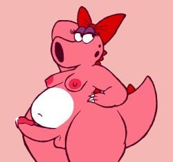 1girls anthro balls birdo breasts chubby female lewd-redd mario_(series) penis precum tagme transfem