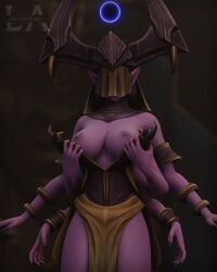 1girls 3d asara_(warcraft) big_breasts blizzard_entertainment female female_only lucionart presenting_breasts purple_skin shivarra solo warcraft world_of_warcraft