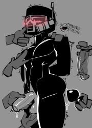 assassin balls blush bodysuit buttplug caressing caressing_testicles dildo disembodied_hand femboy helmet latex male male_only mustard_gollum penis plug_(sex_toy) stroking_penis twitching vindicare_assassin warhammer_(franchise) warhammer_40k