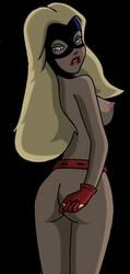 ass back blonde_hair blue_eyes breast courtney_whitmore dc_comics dcau female justice_league lipstick long_hair mask nipples sharpie_(artist) solo stargirl