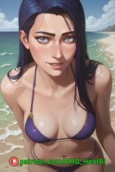 1girls ahq_hentai ai_generated arcane arcane_caitlyn bikini blue_bikini blue_hair blush breasts caitlyn_kiramman league_of_legends medium_breasts patreon perfect_body smile stable_diffusion standing wet