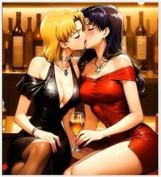 2girls 2milfs 2women ai_generated flirting girl_on_girl girlfriend kissing lesbian_couple lesbian_kiss lovers misato_katsuragi neon_genesis_evangelion neopn_genesis_evangelion ritsuko_akagi yuri yuri yuri