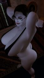 alcina_dimitrescu arms_behind_head glasses grandmastersurgeon looking_at_viewer resident_evil resident_evil_8:_village sling_bikini slingshot_swimsuit tail