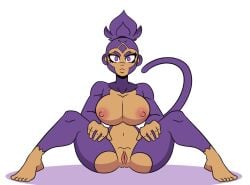 1girls anthro bloons_tower_defense breasts ezili female female_only large_breasts legs_apart looking_at_viewer monkey monkey_girl navel negum_akil nipples primate purple_fur pussy sitting solo