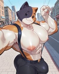 ai_generated bara big big_nipples big_pecs big_pectorals bulge bulge_through_clothing cat_ears cat_tail catboy flexing flexing_arms flexing_bicep fortnite furry furry_male himbo himbofication huge_pecs meowscles_(fortnite) muscles muscular muscular_anthro stable_diffusion thong