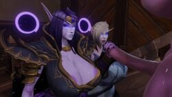 1futa 2girls 3d alleria_windrunner big_breasts blizzard_entertainment blonde_hair female female_only futanari handjob high_elf huge_breasts huge_cock light-skinned_female light_skin night_elf nude purple_hair purple_skin solo tattoo warcraft world_of_warcraft xal'atath zeratul101286