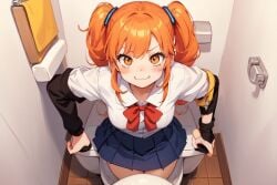 ai_generated bathroom_stall female_focus school school_uniform schoolgirl skirt