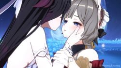 16:9_aspect_ratio 2girls 3d 3d_animation animated black_hair blue_eyes blush cg_art closed_eyes clothing columbina_(genshin_impact) extremely_large_filesize female genshin_impact hair_ornament hevc_(codec) high_resolution kissing landscape large_filesize long_hair mp4 multicolored_hair multiple_females multiple_girls no_audio nomianims sandrone_(genshin_impact) short_hair tagme very_high_resolution video wings yuri