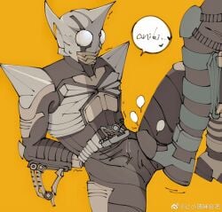 2boys anchor armor armored_male arms_behind_back belt blush blush_lines bodysuit bodysuit_bulge bulge eagle_0013 english_text erect_penis erection erection_under_bodysuit foot_on_crotch foot_on_penis gay gay_domination grasshopper green_armor grey_armor hands_behind_back heart heart_symbol helmet kamen_rider kamen_rider_kabuto_(series) kamen_rider_kickhopper kamen_rider_punchhopper legs_apart legs_spread light_blush lying lying_back male male/male male_focus male_only mask masked masked_male motion_lines penis rogue shun_kageyama so_yaguruma stepped_on stepping_on_male stepping_on_penis sweat sweatdrop text tremble_lines trembling unseen_male_face watermark weibo_username white_eyes yaoi yellow_background