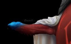 anthro bodily_fluids bulge creatures_of_sonaria dantenos dantenos_(creatures_of_sonaria) demon drawing genital_fluids genitals hi_res male penis precum precum_puddle rimowill solo solo_focus
