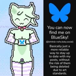 .3 1boy 1femboy 1furry :3 androgynous animal_genitalia bluesky_(social_media) bluesky_handle bluesky_logo bluesky_username blush bra bsky_link cat_boy cat_ears cat_tail catboy chastity_cage chastity_device cleavage close-up close_up closed_eyes collar crop_top dithering domestic_cat embarassed english_text feline femboy femboy_only flat_chastity_cage full_body fur furry furry_only genitals green_skin hand_warmers happy hoodie kitsune_tail large_tail looking_away looking_away_from_viewer male male_only markings one_eye_covered original original_character penis pixel_(artwork) pixel_art purple_clothing self_upload sh4rdz_(artist) shy simple_background small_penis striped_handwear striped_legwear tagme thick thighhighs thighs vi_(sh4rdz) virus