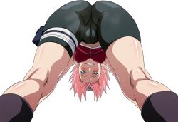 ai_generated big_ass big_breasts breasts cameltoe down_angle down_view female looking_down naruto naruto_(classic) naruto_(series) sakura_haruno thighs