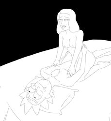 1boy 1girls beth_smith breasts cheating_wife cowgirl_position father_and_daughter female incest male monochrome rick_and_morty rick_sanchez secretsecretson sex