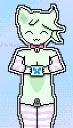 .3 1boy 1femboy 1furry :3 alternate_version_available androgynous animal_genitalia bluesky_(social_media) bluesky_logo blush bra cat_boy cat_ears cat_tail catboy chastity_cage chastity_device cleavage close-up close_up closed_eyes collar crop_top dithering domestic_cat embarassed english_text feline femboy femboy_only flat_chastity_cage full_body fur furry furry_only genitals green_skin hand_warmers happy hoodie kitsune_tail large_tail looking_away looking_away_from_viewer male male_only markings one_eye_covered original original_character penis pixel_(artwork) pixel_art purple_clothing self_upload sh4rdz_(artist) shy simple_background small_penis striped_handwear striped_legwear tagme thick thighhighs thighs vi_(sh4rdz) virus