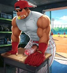 animated artisticjinsky bara baseball baseball_bat baseball_cap baseball_uniform cum cumming gay gay_male male male_focus male_only masturbation muscles muscular muscular_male self_pleasure solo solo_male sport sports_uniform yaoi