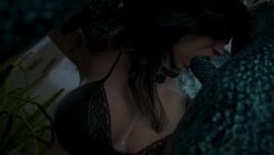 3boys 3d black_hair blender blowjob blue_eyes bra breasts captured cum cum_in_mouth cum_on_back cum_on_body cum_on_breasts cum_on_face drowner female on_knees oral oral_sex partially_clothed render tagme the_witcher_(series) the_witcher_3:_wild_hunt underwear yennefer