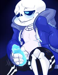 blue_penis bone chubby clothed clothing ectopenis elatedsceptre glowing glowing_penis grabbing_own_penis male male_only nerfocalypse penis penis_out sans simple_background skeleton solo solo_focus solo_male undertale video_games