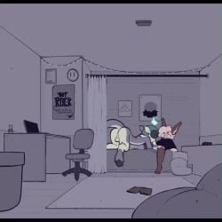 1girls 2boys animated anthro anthro_on_anthro anthro_penetrated anthro_penetrating anthro_penetrating_anthro balls billyyandereva2 bisexual blowjob clothing coming_out_of_screen computer divucup electronics gay laptop lillithmrngstrr longer_than_30_seconds male portal_(object) reupload sound sound_edit tagme video voice_acted