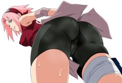 ai_generated big_ass big_breasts breasts cameltoe down_angle down_view female looking_down naruto naruto_(classic) naruto_(series) sakura_haruno thighs
