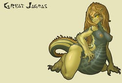 breasts gijinka great_jagras implied_vore monster_girl monster_hunter monster_hunter_world muhut nipples tail