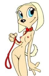 anthro blue_eyes brandy_&_mr_whiskers brandy_harrington breasts canine collar disney disney_channel dog female female_only front_view fur furry_breasts furry_tail holding king-cheetah leash looking_at_viewer mammal nipples nude pussy smile solo standing tagme tail toon_disney