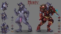 1boy anthro_only armor canine horn horndog lycan male male_only mammal nadialycaon no_humans nude penis solo video_games warcraft were werewolf world_of_warcraft