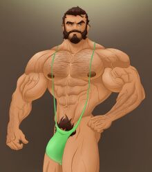 balls banana_hammock bara beard body_hair bulge facial_hair flaccid jondessins league_of_legends malcolm_graves male male_only muscles muscular penis solo solo_male