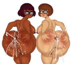 2d 2girls alternate_version_available big_ass big_butt brown_hair chocolate_and_vanilla completely_nude completely_nude_female cum cum_fart cum_in_ass cum_inside dark-skinned_female dark_skin guillion_(toshkarts) hanna-barbera huge_ass huge_butt light-skinned_female light_skin scooby-doo velma_(series) velma_dinkley velma_dinkley_(velma) warner_bros warner_brothers wide_hips