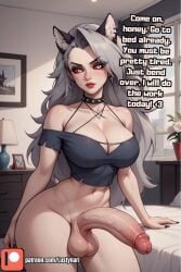 1anthro 1furry 1futa ai_generated anthro anthro_only balls big_ass big_penis canine_penis choker collar dialogue english_dialogue english_text fit fit_futanari furry furry_ears furry_only futadom futanari helluva_boss horny horny_futa huge_ass huge_cock knot knotted_penis long_hair looking_at_viewer loona_(helluva_boss) lustynari thick thick_ass thick_legs thick_thighs veins veins_on_dick veiny veiny_penis