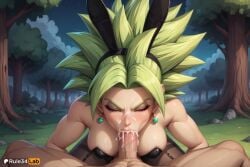 1boy 1boy1girl 1girls :>= ai_generated animal_ears bare_shoulders black_leotard blowjob blush breasts closed_eyes clothed_female_nude_male cum cum_in_mouth dragon_ball dragon_ball_super dragon_ball_z earrings erection facial fake_animal_ears fellatio green_hair hi_res jewelry kefla leotard medium_breasts night oral outdoors pantyhose patreon_logo penis playboy_bunny pov pov_crotch rabbit_ears rule34lab sky solo_focus spiked_hair straight strapless strapless_leotard super_saiyan tree uncensored