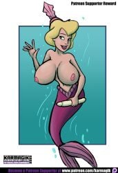 andrina ariel's_sisters big_breasts breasts bukkake disney disney_princess karmagik mermaid mermaid_tail nipples the_little_mermaid topless