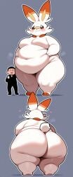 ai_generated fat fat_belly giantess obese pokemon pokemon_(species) scorbunny