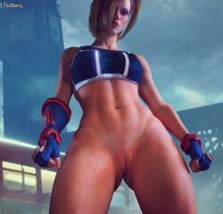 1girls 3d ass ass_focus bottomless cammy_white female female_focus female_only light-skinned_female light_skin outside partemis practically_nude public public_nudity pussy shaved_pussy solo solo_female solo_focus street_fighter_6