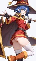 ai_generated blue_body bocchi_the_rock! butt_crack kono_subarashii_sekai_ni_shukufuku_wo! magic megumin_(cosplay) provocative provocative_clothing reference thick_ass twitter visible_ass yamada_ryou