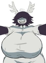 1_eye 1girls antlers breasts female fpe fundamental_paper_education grin hard_nipples huge_breasts kaaatie large_breasts looking_at_viewer machine_girl_(kaaatie) miss_thavel_(fundamental_paper_education) momiji_(artist) perky_breasts pov sharp_teeth short_hair tagme wendigo wide_hips