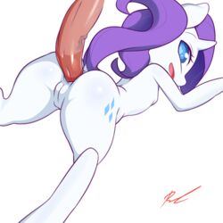 2015 anal anal_sex anus ass blue_eyes cutie_mark disembodied_penis duo equine female friendship_is_magic hair horn male mammal mustang-blaze my_little_pony open_mouth penetration penis purple_hair pussy raised_tail rarity_(mlp) semi-anthro sex simple_background solo_focus straight tail_dock unicorn white_background