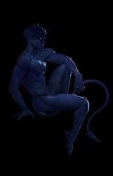 abs biceps blue_body blue_hair blue_skin hand_on_tail kurt_wagner male male_focus male_only marvel marvel_comics muscular muscular_male naked naked_male navel nightcrawler nipples no_visible_genitalia nude nude_male nudity pecs pointed_ears posing sitting solo solo_focus solo_male spade_tail stomach three_fingers x-men yellow_eyes