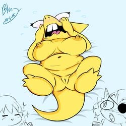 2015 alphys bluejr blush breasts chubby female fish frisk human mammal marine monster pussy reptile scalie solo_focus undertale undyne