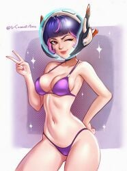 breasts female female_only juno_(overwatch) konomidraw one_eye_closed overwatch overwatch_2 solo swimsuit