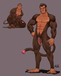 1boy abs anthro ape balls biceps brown_fur brown_hair crouching daddy foreskin full-length_portrait full_length fur guppo hair haplorhine humanoid_penis intact lad long_foreskin male male_focus male_only mammal monkey monkey_boy monkey_feet muscular muscular_male nipples nude pecs penis portrait prehensile_feet primate solo solo_focus standing uncircumcised uncut unretracted_foreskin