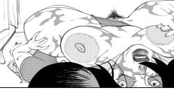 creepypasta huge_breasts jane_the_killer jo_ns4w killerverse laying_down manga manga_page manga_panel more_at_source perspective sagging_breasts scar