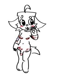 breasts cute dandy's_world dandy's_world_sona furry oc oc_only pawpads paws pussy saplee self_harm self_harm_scars sketch trans_flag transgender transman weird
