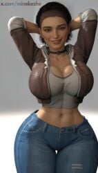 1girls 9:16 abs ai_generated alternate_breast_size alyx_vance arms_behind_back arms_behind_head arms_up artist_name bare_midriff big_breasts blush blushing_at_viewer breasts brown_eyes brown_hair bulge_through_clothing choker cleavage commission crop_top crossed_legs curvy curvy_figure denim eye_contact female female_focus female_only front_view gradient_background hairband half-life half-life_(series) half-life_2 hands_behind_back hands_behind_head happy headband hi_res high_resolution highres hooded_jacket hoodie hourglass_figure huge_breasts jacket jeans leather leather_clothing leather_jacket legs_crossed legs_together looking_at_viewer midriff minekezhe navel petite portrait pose posing pov_eye_contact request self_upload short_hair simple_background slim_waist smile smiling smiling_at_viewer solo solo_female solo_focus standing stomach teeth teeth_showing thick_thighs tight_clothing tight_pants twitter_username watermark wide_hips