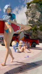 3d 3girls artist_request bare_legs barefoot beach bikini bikini_bottom bikini_top blonde_female blonde_hair blonde_hair blonde_hair_female blue_eyes blue_hair breasts breasts breasts epic_games female female_only fortnite fortnite:_battle_royale hair_ornament haylee_skye_(fortnite) holding_object light-skinned_female light_skin lightrider_(fortnite) lipstick looking_back morgan_myst_(fortnite) multicolored_hair multiple_girls outdoors outside pink_lipstick ponytail purple_eyes red_lipstick short_hair standing swimwear tagme two_piece_swimsuit