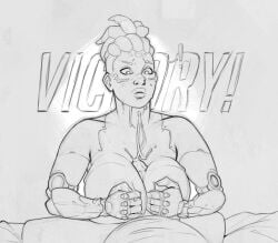 1boy 3d african african_female boobjob breasts cum cyborg dark-skinned_female female gilf grey_hair huge_ass overwatch overwatch_2 penis redpaldraws sojourn_(overwatch) very_dark_skin