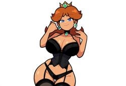 ai_generated large_breasts mario_(series) nintendo novelai princess_daisy thick_thighs wide_hips