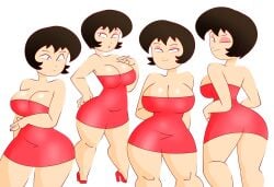 1girls ass back back_view backboob big_ass big_breasts black_hair breasts cjdraws_3 cleavage closed_eyes dress female female_only footwear full_body hair heels high_heels hips jucika looking_back multiple_views one_eye_closed red_dress short_dress short_hair solo solo_female thick_thighs thighs wide_hips wink winking