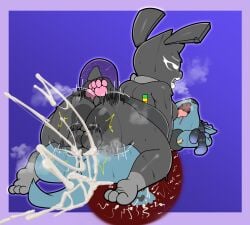 anthro bip_(spaceybunz) bunny cum cum_in_ass cum_inside cumming domestic_dog explosive_orgasm furry futanari gynomorph gynomorph/male hybrid impregnation intersex leg_lock lucario male male_impregnation mating_press orgasm orgasm_face pokemon pokemon_(species) pregnant pregnant_male rabbit robot softestpuffss wrapped_around_another