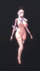 3d 3d_model alternate_costume animated beauty_mark blush bouncing_breasts cameltoe fake_wings functionally_nude functionally_nude_female game_cg hair_over_one_eye halo heels hi_res highres horizon_walker huge_breasts large_breasts legs light-skinned_female light_skin lips mature mature_female mole mole_on_breast navel nipple_bulge nipples nipples_visible_through_clothing no_bra no_panties no_sound official_art painted_nails pasties pink_nails purple_eyes silver_hair simple_background sling_bikini solo solo_female stockings straps thick_thighs thighs twintails vlissing_(horizon_walker) walking white_hair white_stockings wide_hips wings